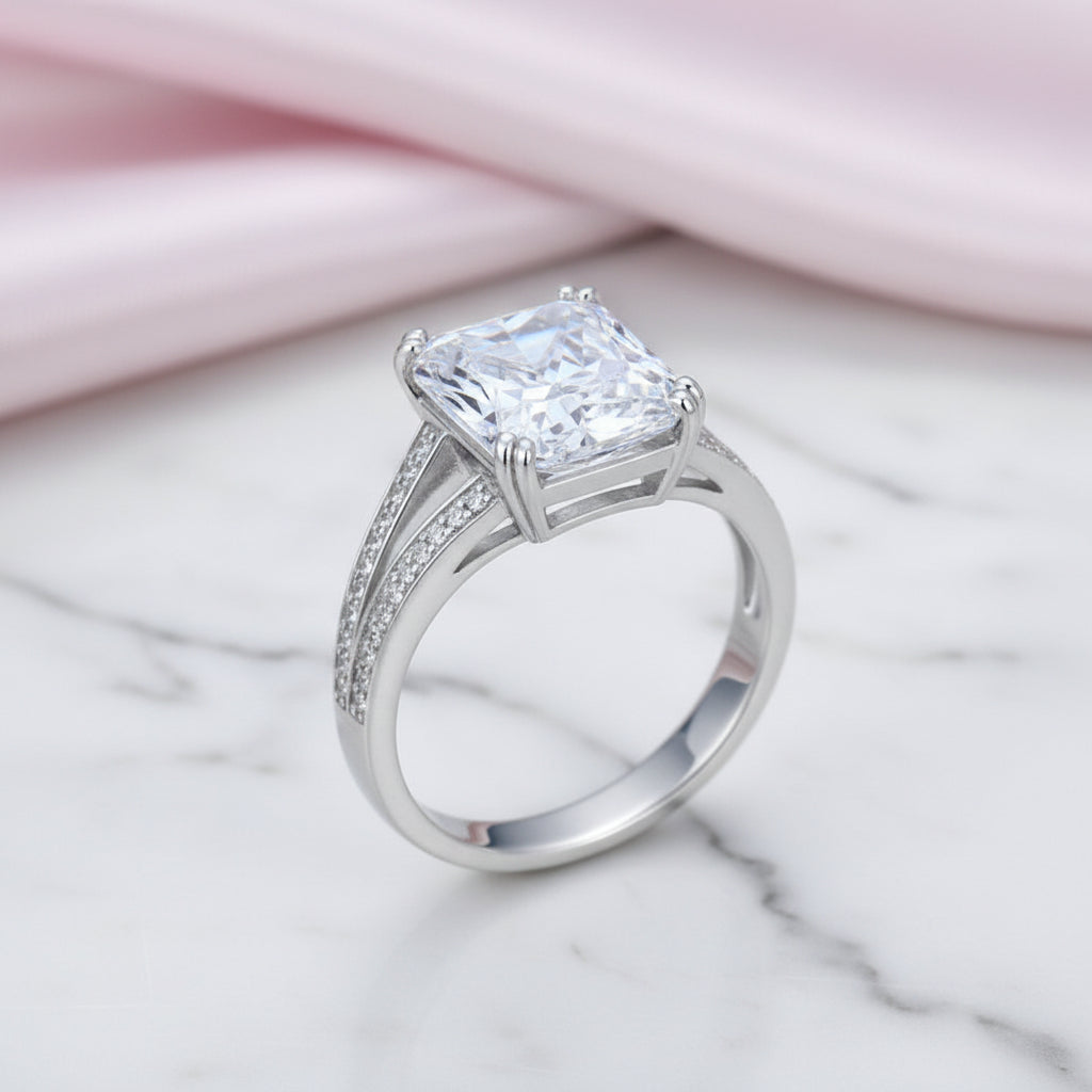 6ct Emerald Cut Luxury Ring-Black Diamonds New York