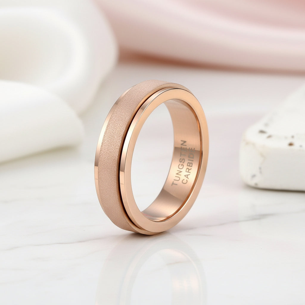 6mm Rotating Decompression Spinner Wedding Band-Black Diamonds New York