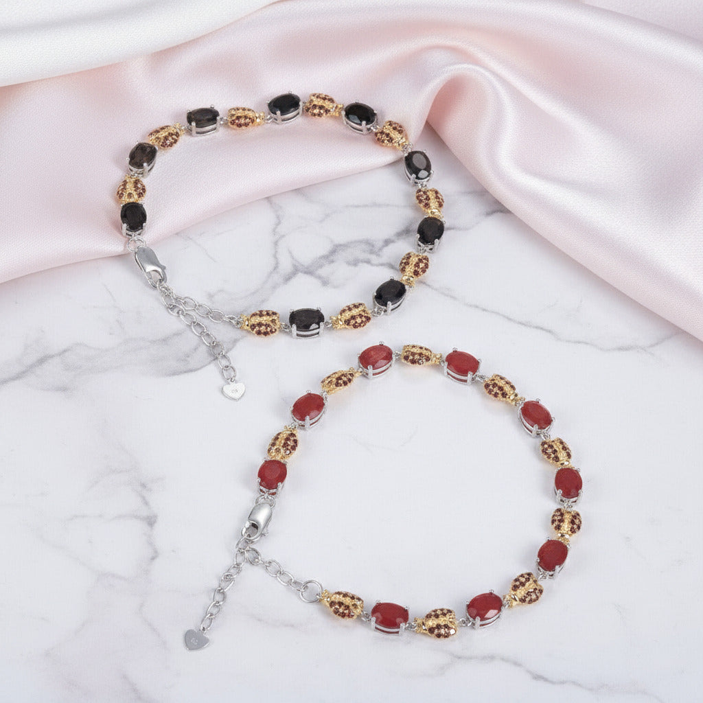 Gemstone Bracelet with Diamond Option-Black Diamonds New York