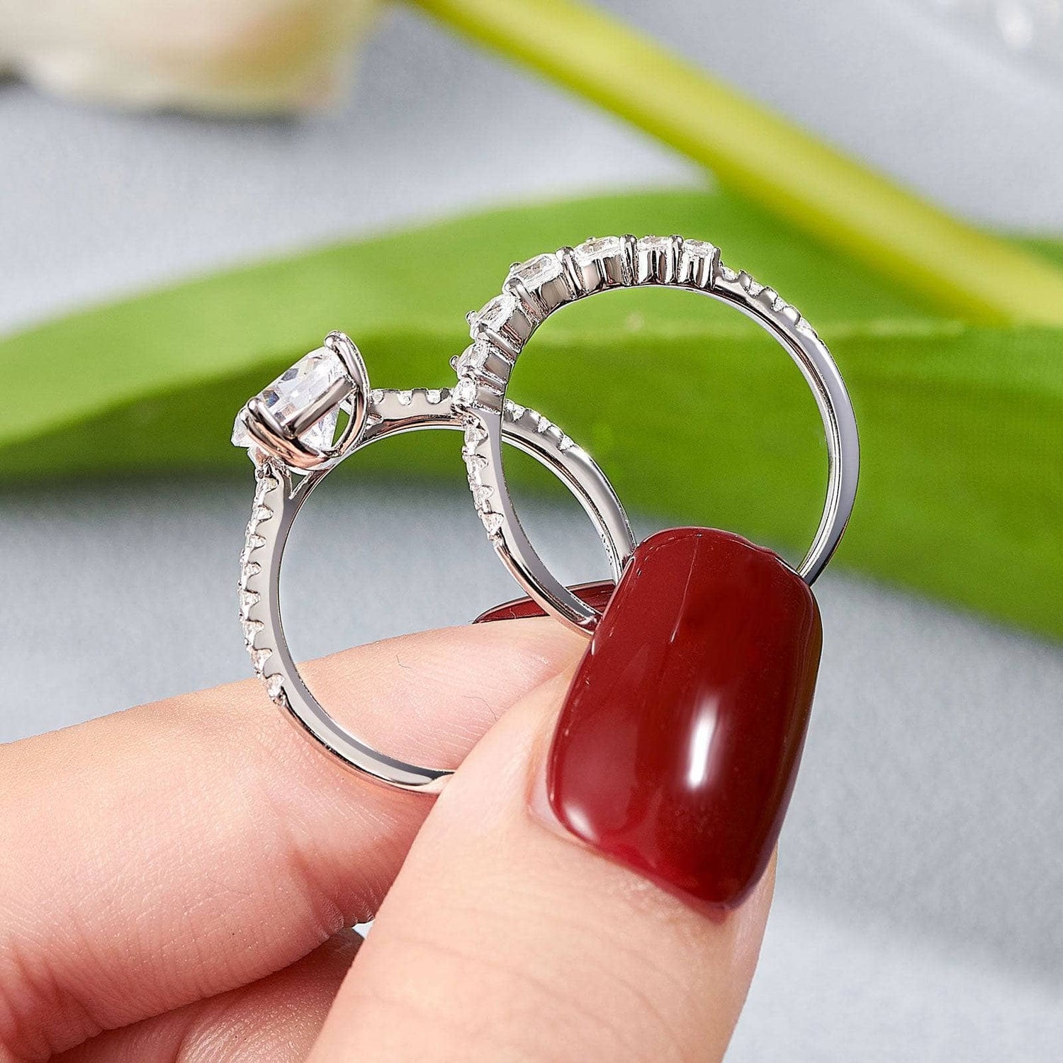 7*11mm Pear Cut Created Diamond Engagement Ring Set-Black Diamonds New York
