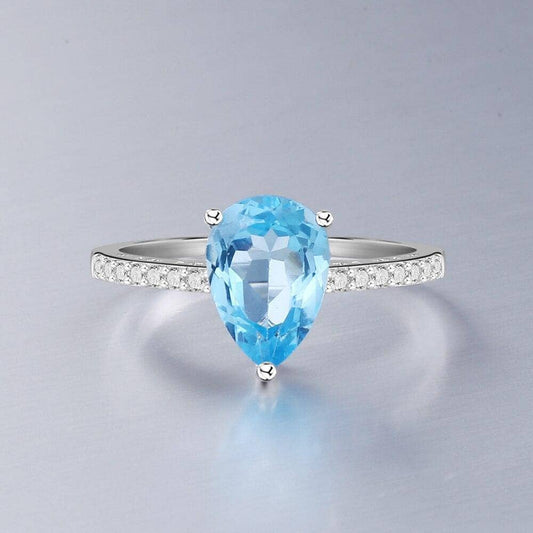 7.26ct Oval Cut Natural Swiss Blue Topaz Jewelry Set - Black Diamonds New York
