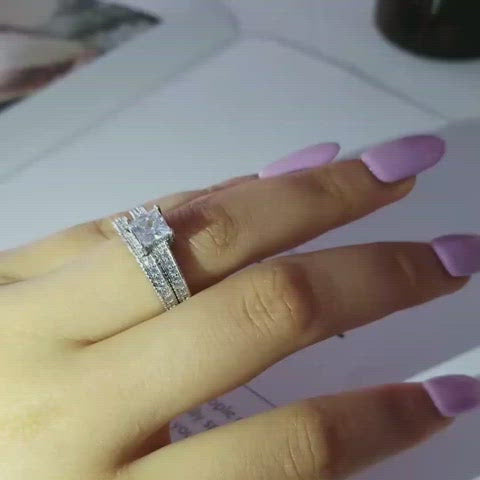 Princess Cut EVN Stone Ring Set - Black Diamonds New York