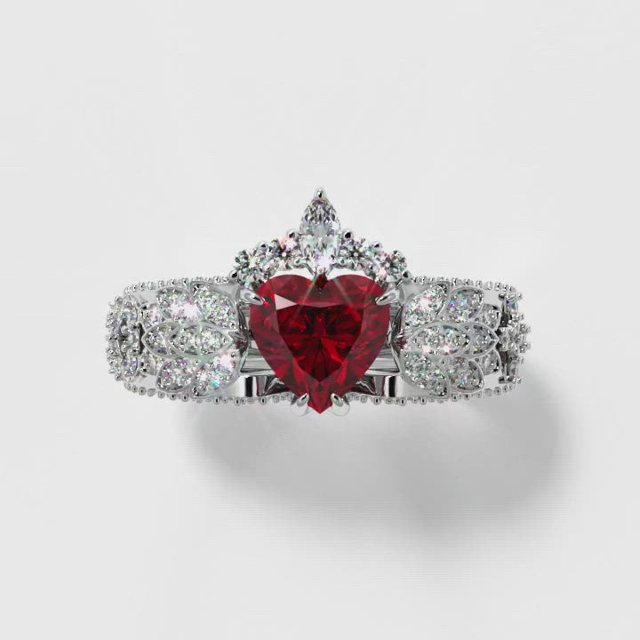 Infinity x Infinity Ring- Red Heart and Cross EVN™ Diamond Gothic Ring