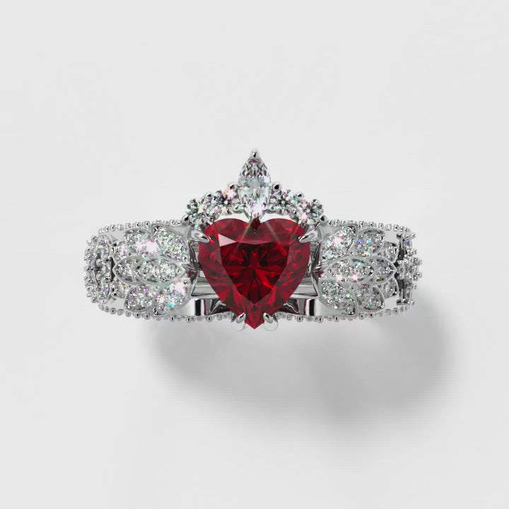 Infinity x Infinity Ring- Red Heart and Cross Diamond Gothic Ring