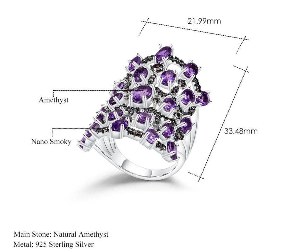 7.44Ct Natural Amethyst Ring-Black Diamonds New York