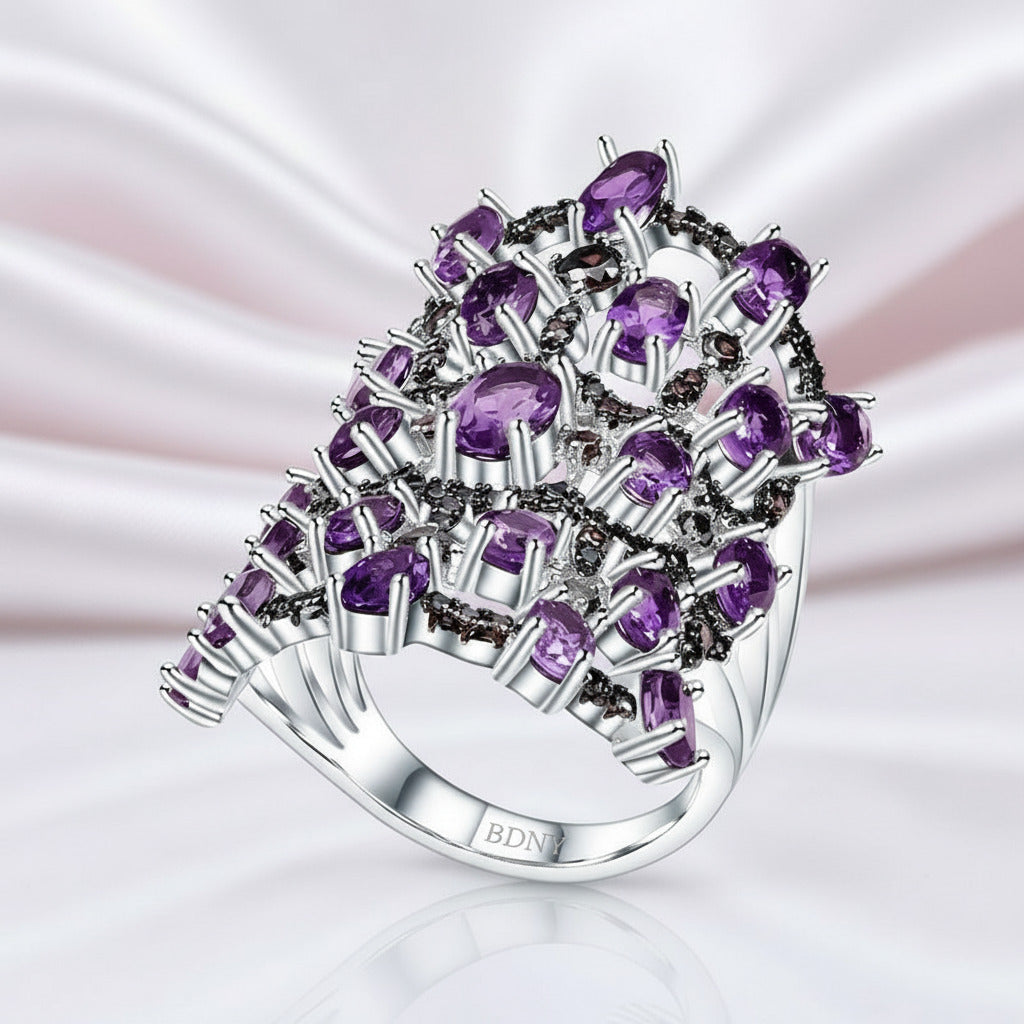 7.44Ct Amethyst Ring-Black Diamonds New York