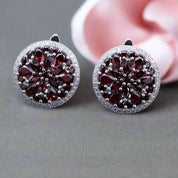 7.76 Ct Red Garnet Stud Earrings-Black Diamonds New York