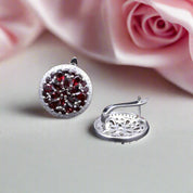 7.76 Ct Red Garnet Stud Earrings-Black Diamonds New York