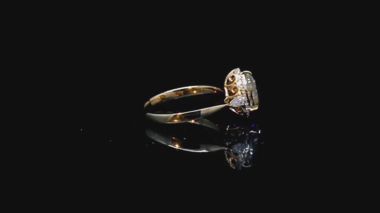 Three Stone Pear Brilliant Cut Yellow Diamond Option Engagement Ring