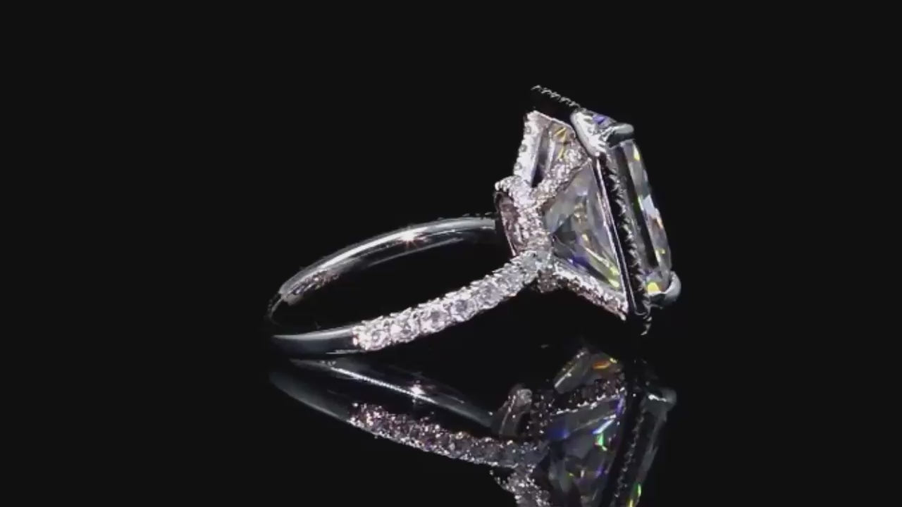 White Gold 6ct Radiant Cut Solitaire Halo Engagement Ring