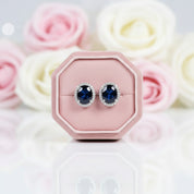 Oval Cut Blue Sapphire Stud Earrings-Black Diamonds New York