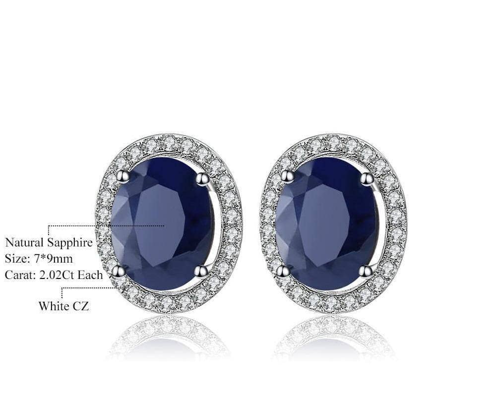 7x9mm Natural Blue Sapphire Gemstone Stud Earrings - Black Diamonds New York