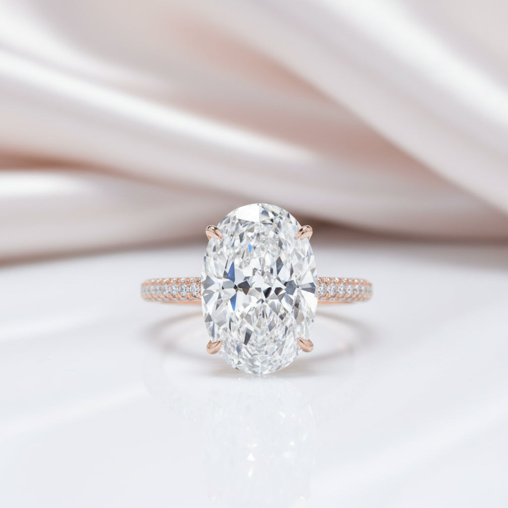 8.0 ct Oval Cut Diamond Option Hidden Halo Engagement Ring-Black Diamonds New York