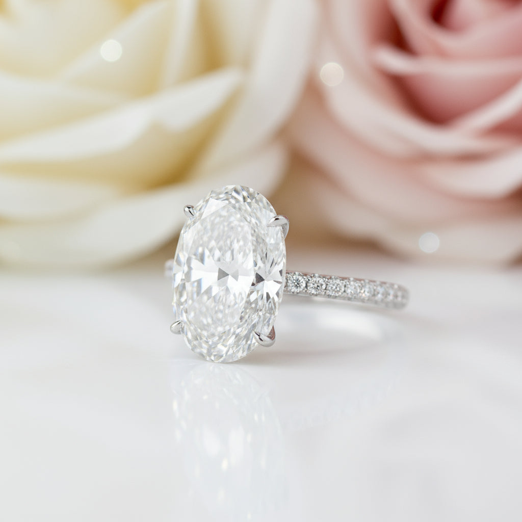 8.0 ct Oval Cut Diamond Hidden Halo Engagement Ring-Black Diamonds New York