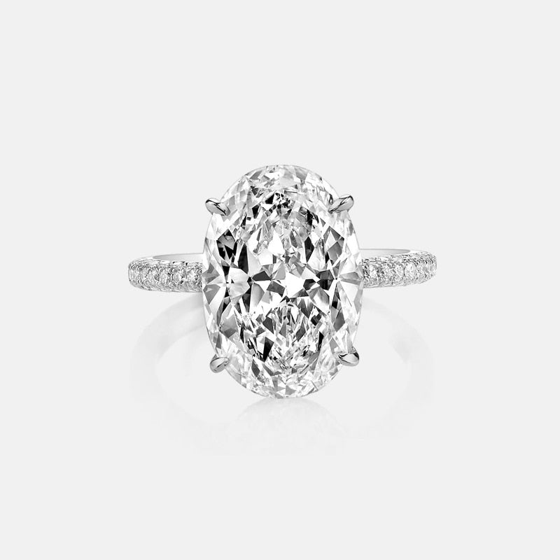 8.0 ct Oval Cut Moissanite Hidden Halo Engagement Ring-Black Diamonds New York