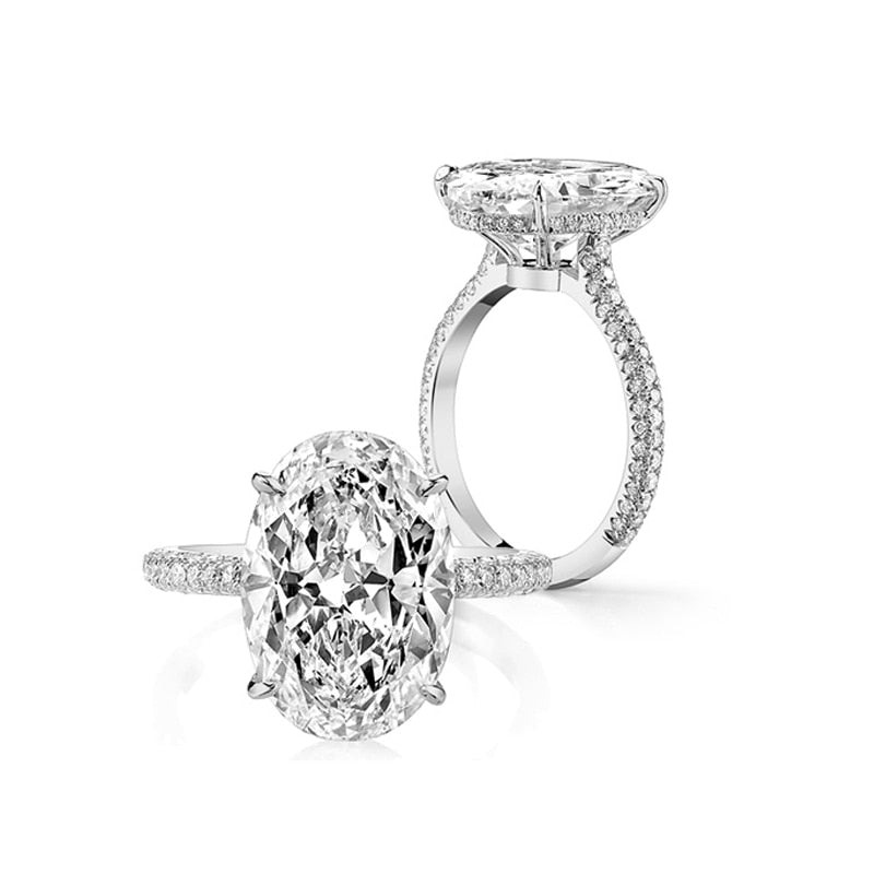 8.0 ct Oval Cut Moissanite Hidden Halo Engagement Ring-Black Diamonds New York