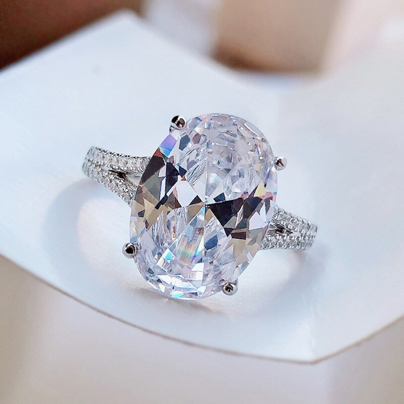 8.0 ct Oval Cut Moissanite White Gold Engagement Ring-Black Diamonds New York