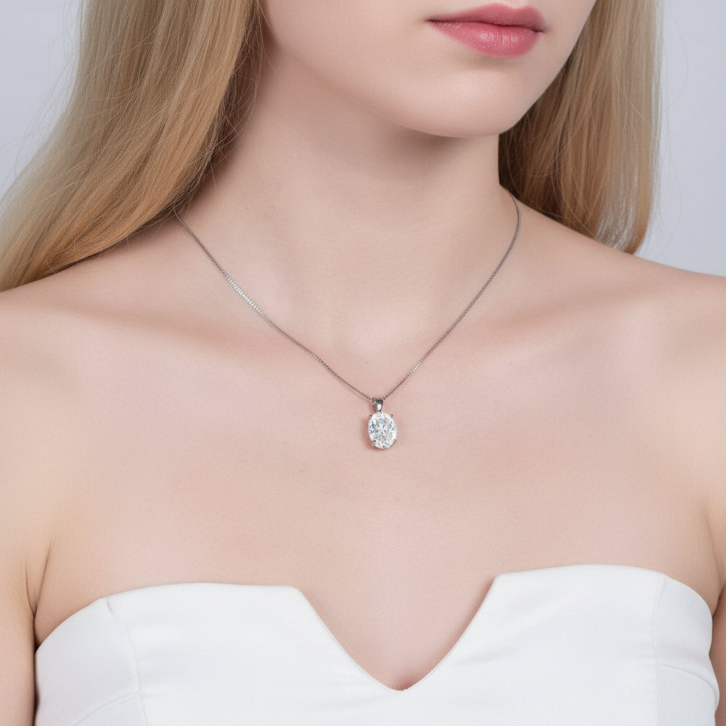 8.00ct Oval Cut Diamond Option Solitaire Pendant Necklace-Black Diamonds New York