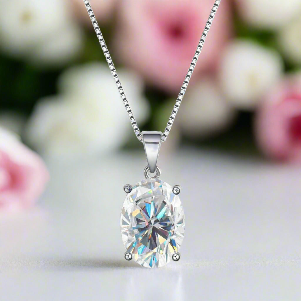 8.00ct Oval Cut Diamond Solitaire Pendant Necklace-Black Diamonds New York