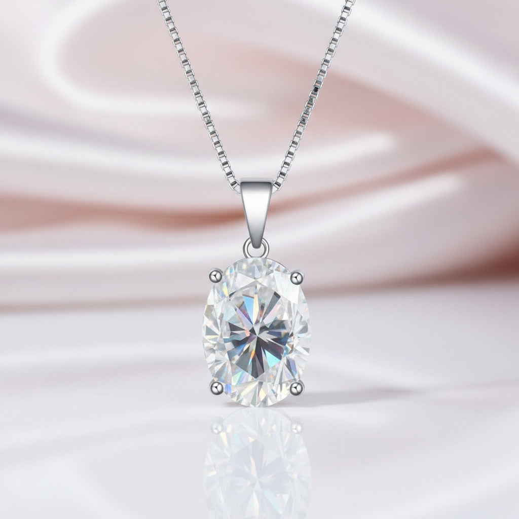 8.00ct Oval Cut Diamond Option Solitaire Pendant Necklace-Black Diamonds New York
