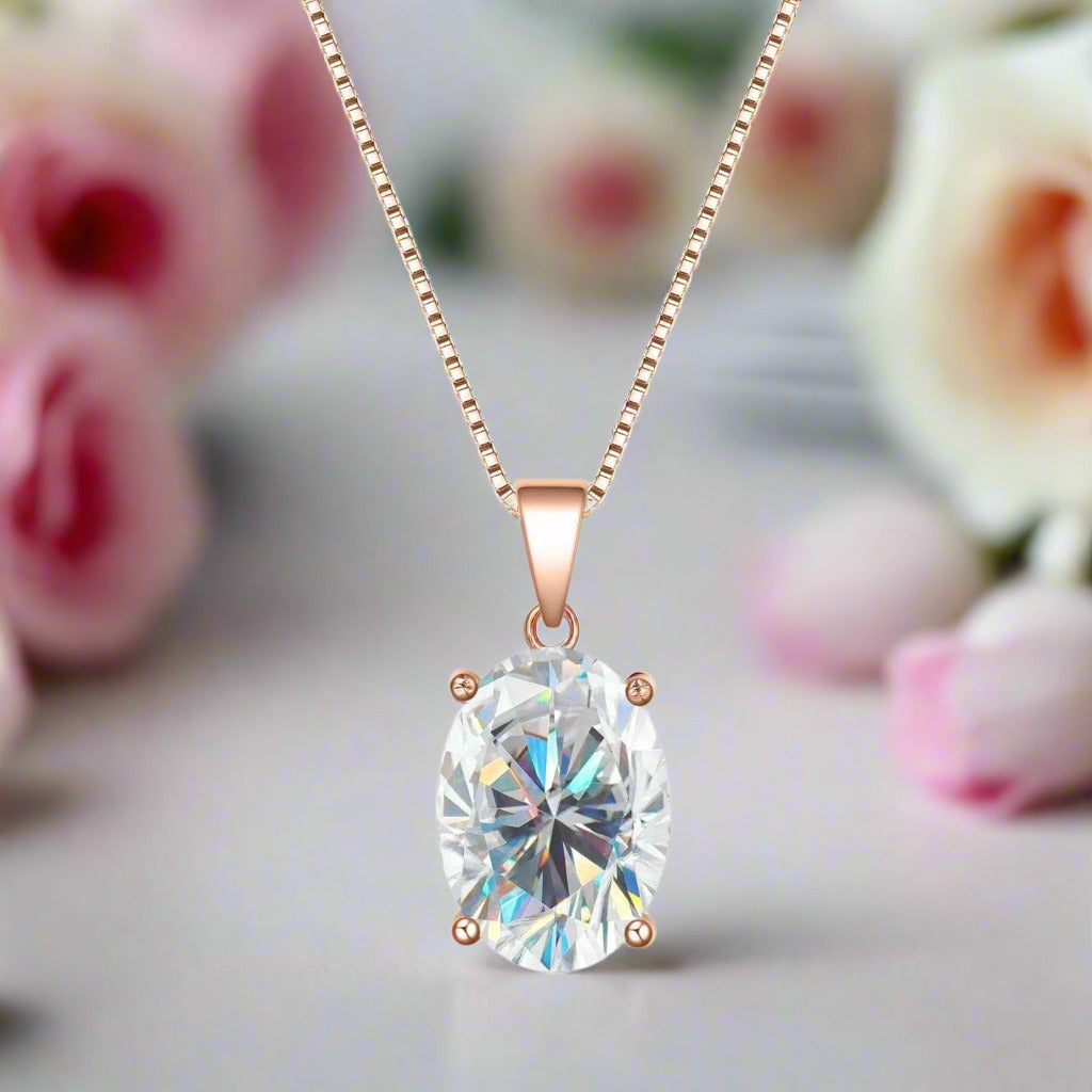 8.00ct Oval Cut Diamond Solitaire Pendant Necklace-Black Diamonds New York