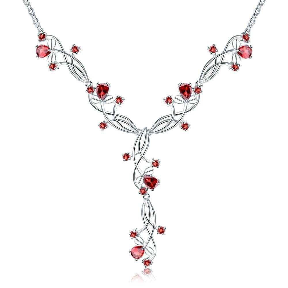 8.08ct Natural Red Garnet Bridal Necklace-Black Diamonds New York
