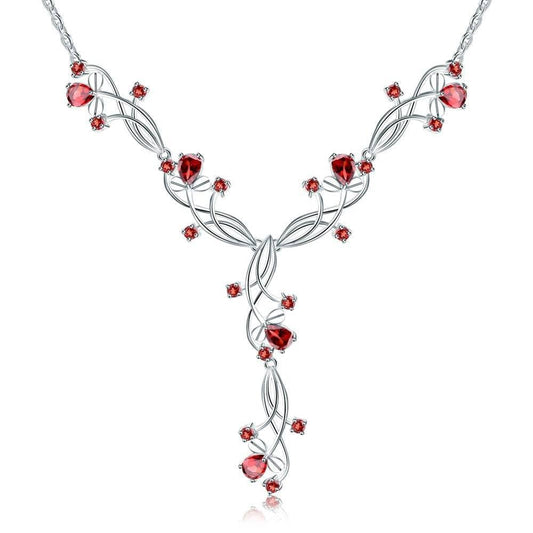 8.08ct Natural Red Garnet Bridal Necklace - Black Diamonds New York