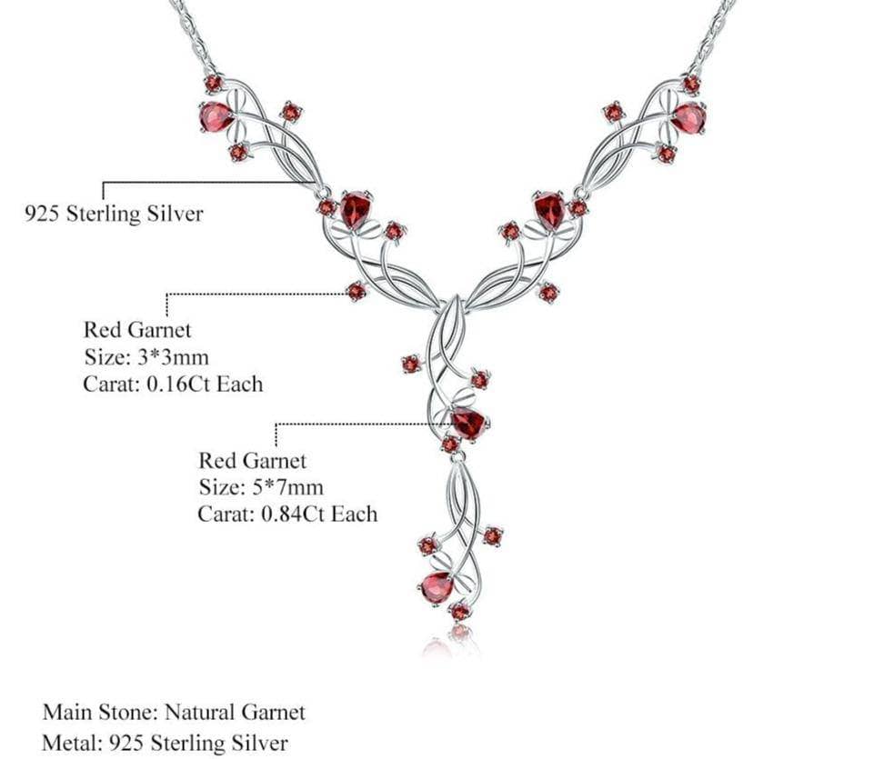 8.08ct Natural Red Garnet Bridal Necklace-Black Diamonds New York
