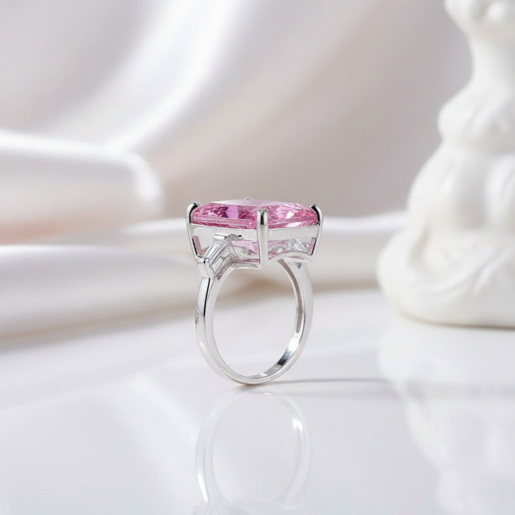 8.5 Ct Radiant-Cut Pink Diamond Option Stone Ring-Black Diamonds New York