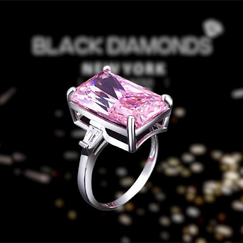 8.5 Carat Pink Created Diamond Stone Ring - Black Diamonds New York