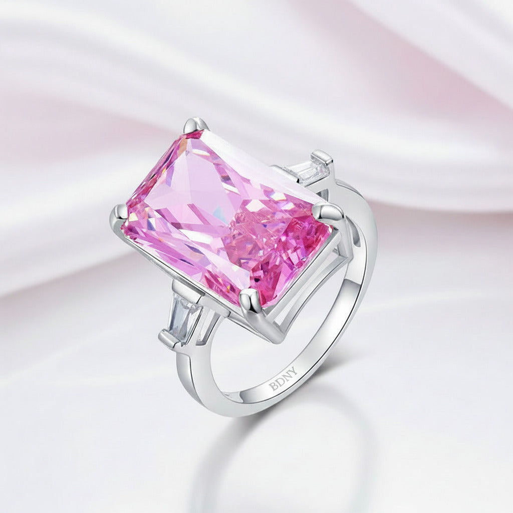 8.5 Ct Radiant-Cut Pink Diamond Option Stone Ring-Black Diamonds New York