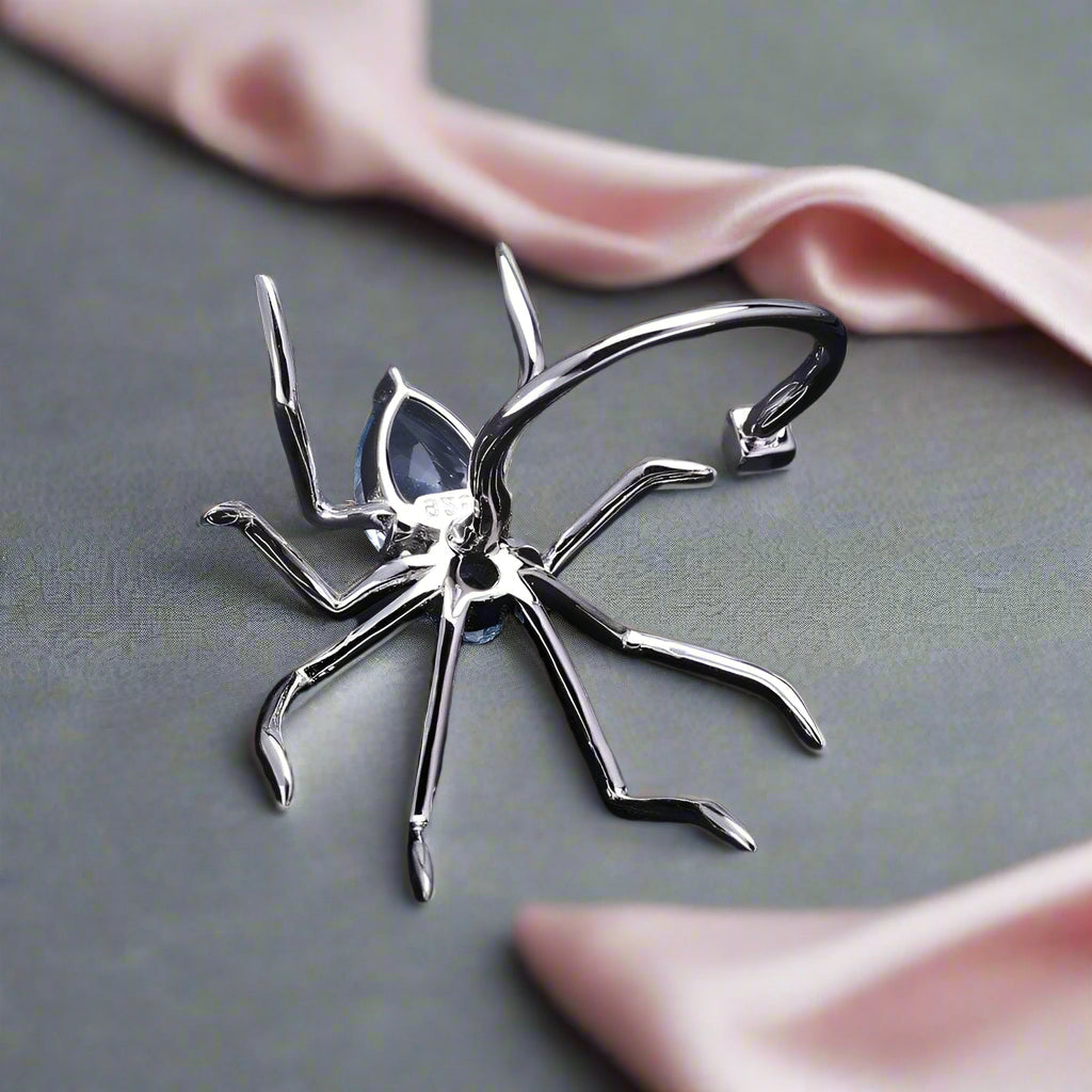 8.83Ct Natural Sky Blue Topaz Spider Gemstone Jewelry Set-Black Diamonds New York