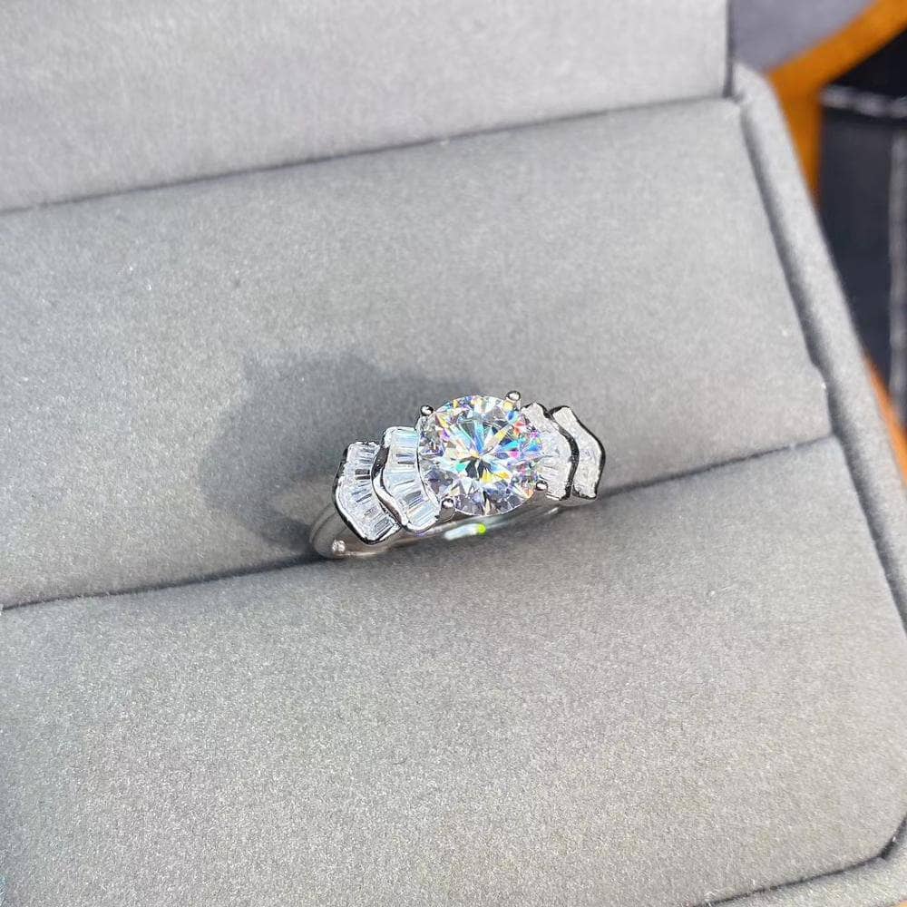 8*8mm Crackling Moissanite Engagement Ring-Black Diamonds New York