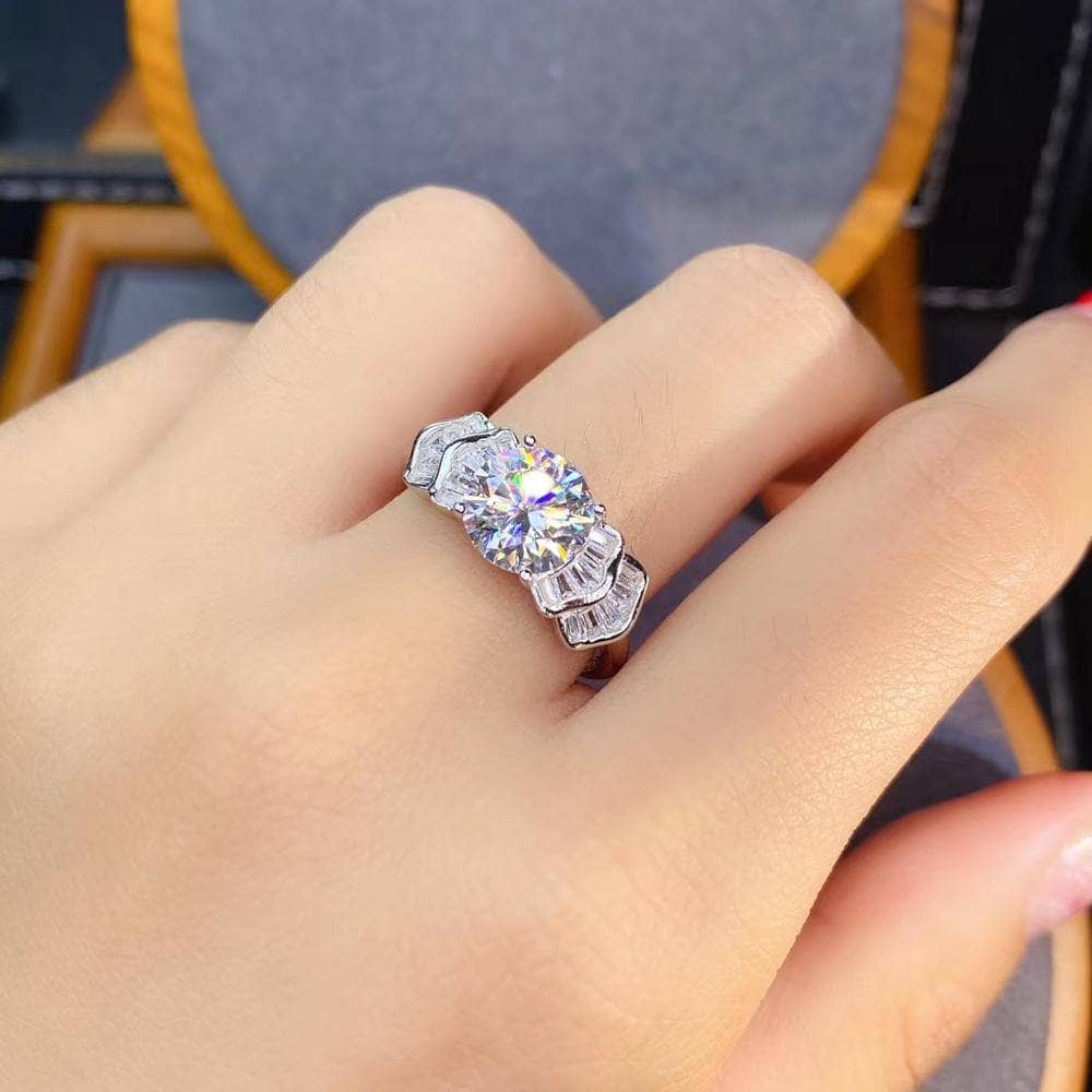 8*8mm Crackling Moissanite Engagement Ring-Black Diamonds New York