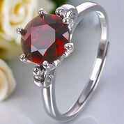 8*8mm Round Cut Garnet Engagement Ring-Black Diamonds New York