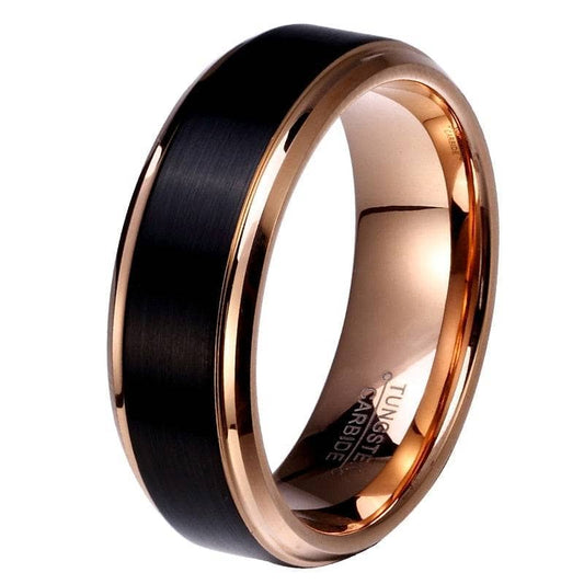 8mm Black and Rose Gold Tungsten Carbide Men's Wedding Ring-Black Diamonds New York