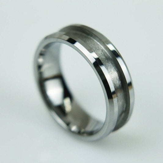 8mm Blank Inlay Tungsten Ring Band-Black Diamonds New York