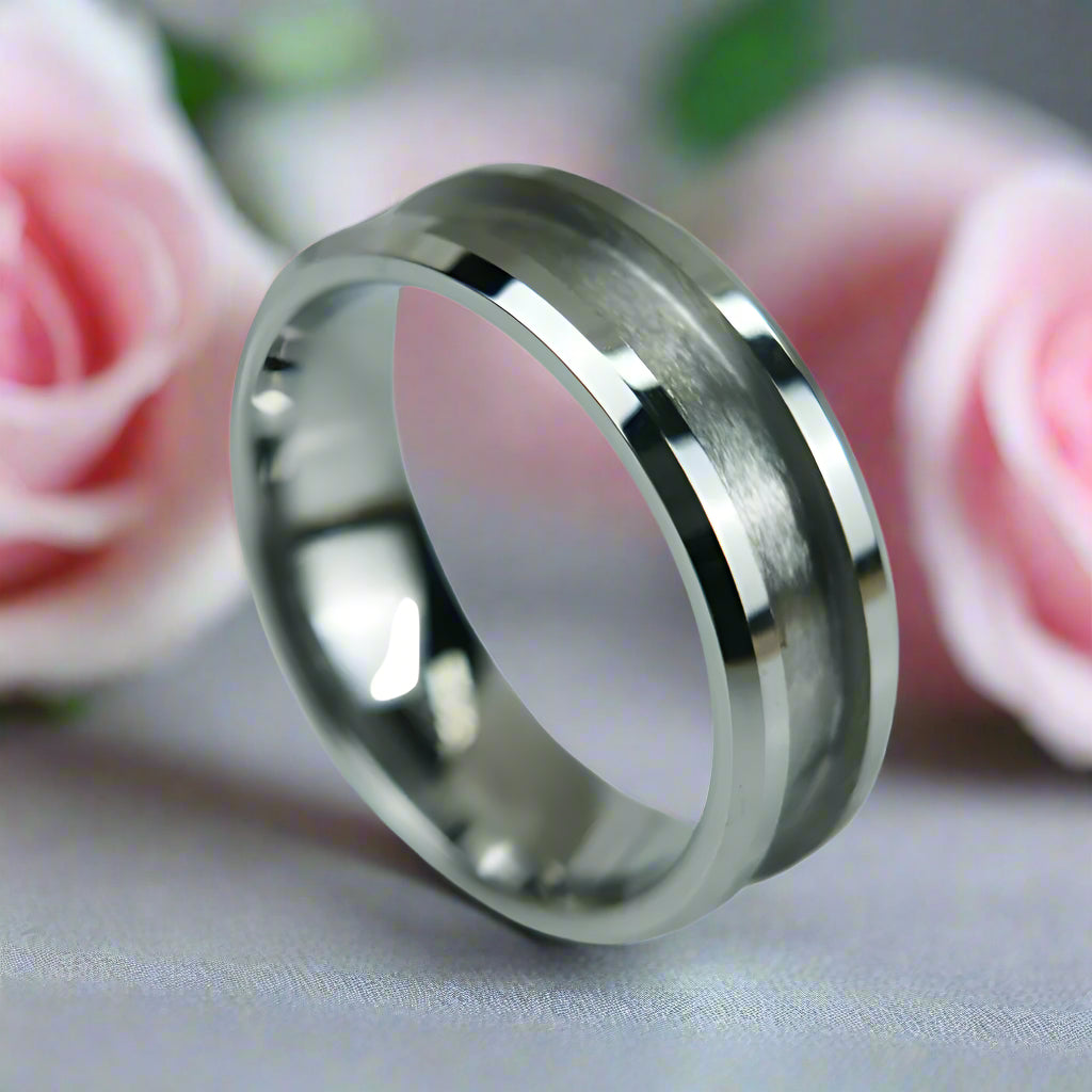 8mm Blank Inlay Tungsten Ring Band-Black Diamonds New York