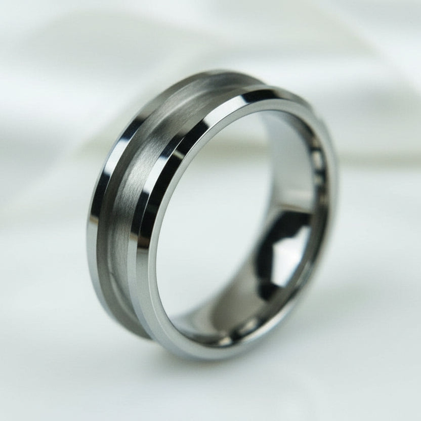 8mm Blank Inlay Tungsten Ring Band-Black Diamonds New York