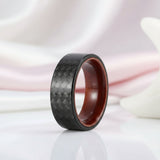 8mm Carbon Fiber Shell And Rosewood Men's Wedding Band
