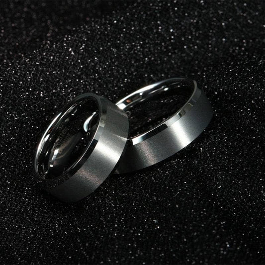 8mm Classic Couple Tungsten Wedding Band - Black Diamonds New York