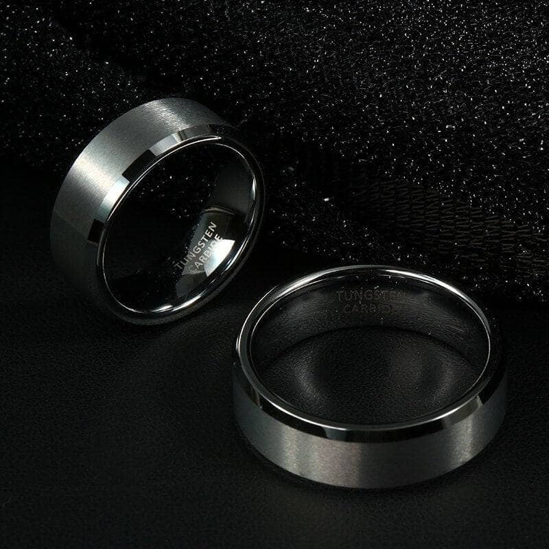 8mm Classic Couple Tungsten Wedding Band-Black Diamonds New York