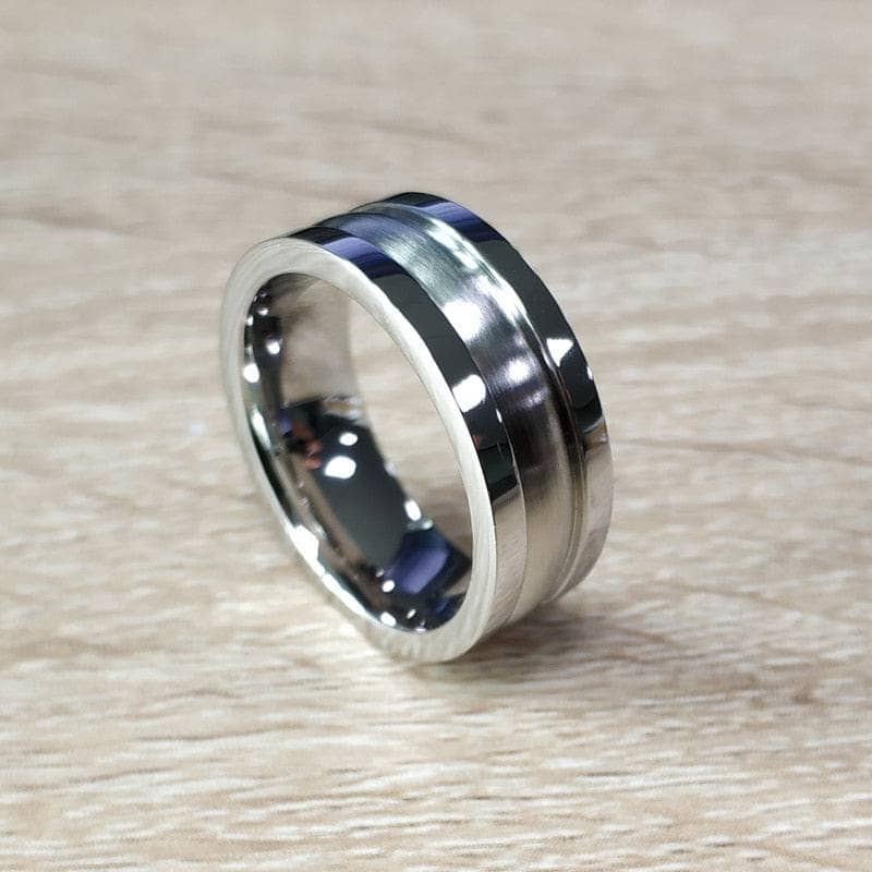 8mm Cobalt Chrome Tungsten Wedding Band - Black Diamonds New York