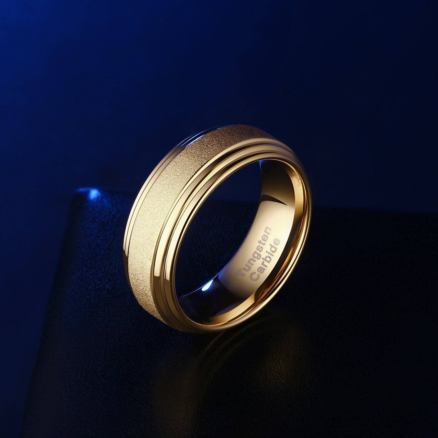8mm Gold Tungsten Carbide Men's Wedding Rings
