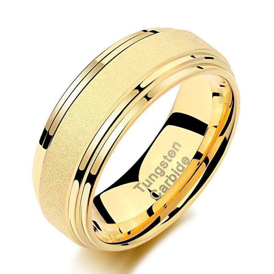 8mm Gold Tungsten Carbide Men's Wedding Rings