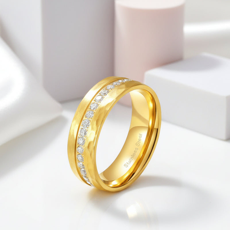 8mm Half Eternity Diamond Hammered Wedding Band-Black Diamonds New York