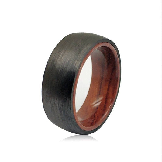 8mm Pure Carbon Fiber Wood Sleeve Ring Band - Black Diamonds New York