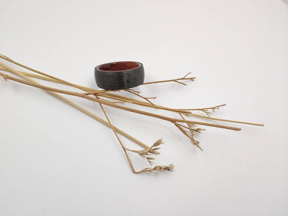 8mm Pure Carbon Fiber Wood Sleeve Ring Band-Black Diamonds New York