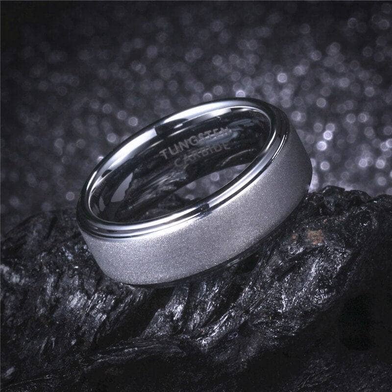 8mm Sandblasting Finish His & Hers Tungsten Wedding Band-Black Diamonds New York