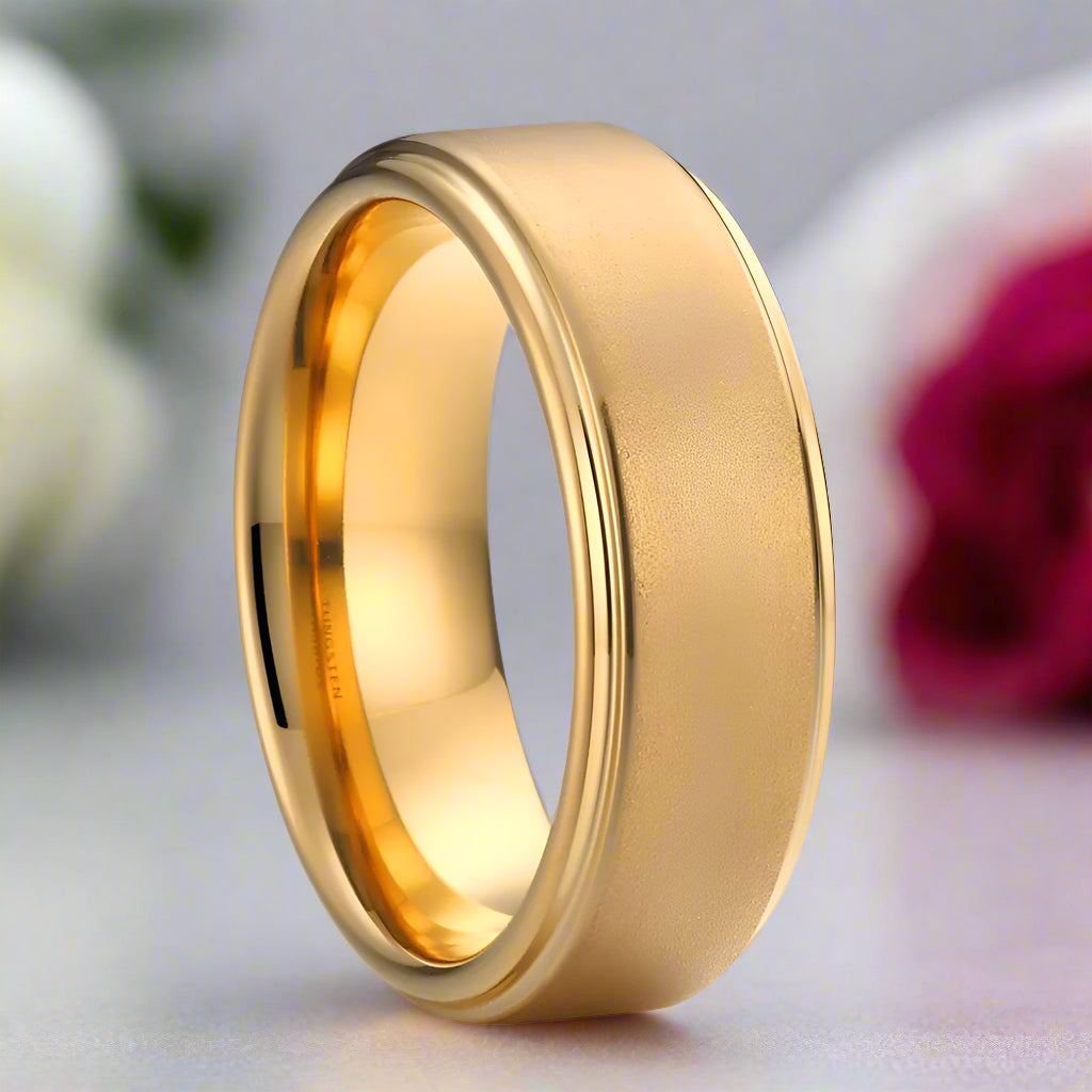 8mm Sandblasting Finish His & Hers Tungsten Wedding Band-Black Diamonds New York